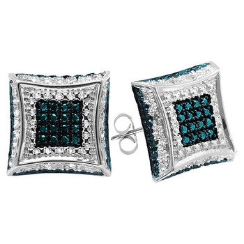 Dazzling Rock Dazzlingrock Collection 0.15 Carat (Ctw) Round Blue & White Diamond Micro Pave Kite Shape Stud Earrings, Sterling Silver 2 Bông tai Dazzling Rock Dazzlingrock Collection 0.15 Carat (Ctw) Round Blue & White Diamond Micro Pave Kite Shape Stud Earrings