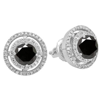 Dazzling Rock Dazzlingrock Collection 1.17 Carat (Ctw) 14K Round Black & White Diamond Ladies Halo Style Stud Earrings, White Gold 1 Bông tai Dazzling Rock Dazzlingrock Collection 1.17 Carat (Ctw) 14K Round Black & White Diamond Ladies Halo Style Stud Earrings