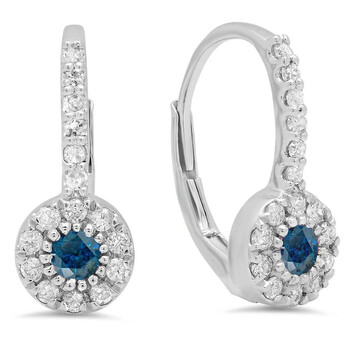 Dazzling Rock Dazzlingrock Collection 0.55 Carat (Ctw) 14K Blue & White Diamond Cluster Halo Dangling Drop Earrings 1/2 Ct, White Gold 1 Bông tai Dazzling Rock Dazzlingrock Collection 0.55 Carat (Ctw) 14K Blue & White Diamond Cluster Halo Dangling Drop Earrings 1/2 Ct