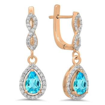 Dazzling Rock Dazzlingrock Collection 14K Pear Cut Blue Topaz & Round Cut White Diamond Ladies Halo Dangling Drop Earrings, Rose Gold 2 Bông tai Dazzling Rock Dazzlingrock Collection 14K Pear Cut Blue Topaz & Round Cut White Diamond Ladies Halo Dangling Drop Earrings