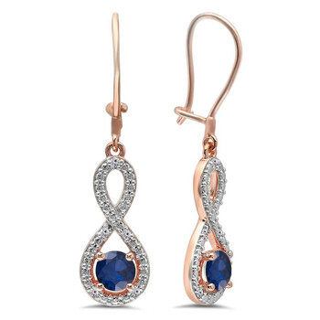 Dazzling Rock Dazzlingrock Collection 10K Round Blue Sapphire & White Diamond Ladies Infinity Dangling Earrings, Rose Gold 1 Bông tai Dazzling Rock Dazzlingrock Collection 10K Round Blue Sapphire & White Diamond Ladies Infinity Dangling Earrings