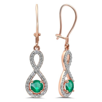 Dazzling Rock Dazzlingrock Collection 10K Round Emerald & White Diamond Ladies Infinity Dangling Earrings, Rose Gold 1 Bông tai Dazzling Rock Dazzlingrock Collection 10K Round Emerald & White Diamond Ladies Infinity Dangling Earrings