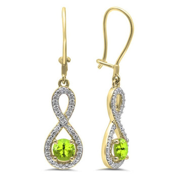 Dazzling Rock Dazzlingrock Collection 10K Round Peridot & White Diamond Ladies Infinity Dangling Earrings, Yellow Gold 2 Bông tai Dazzling Rock Dazzlingrock Collection 10K Round Peridot & White Diamond Ladies Infinity Dangling Earrings