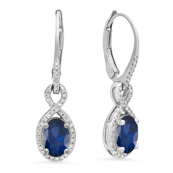 Dazzling Rock Dazzlingrock Collection 10K Oval Blue Sapphire & Round White Diamond Ladies Infinity Dangling Earrings, White Gold 2 Bông tai Dazzling Rock Dazzlingrock Collection 10K Oval Blue Sapphire & Round White Diamond Ladies Infinity Dangling Earrings