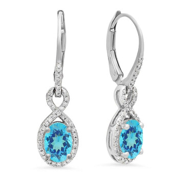 Dazzling Rock Dazzlingrock Collection 18K Oval Blue Topaz & Round White Diamond Ladies Infinity Dangling Earrings, White Gold 2 Bông tai Dazzling Rock Dazzlingrock Collection 18K Oval Blue Topaz & Round White Diamond Ladies Infinity Dangling Earrings