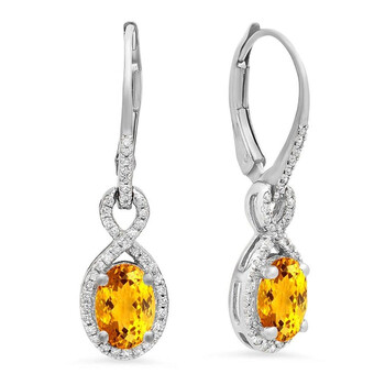 Dazzling Rock Dazzlingrock Collection 18K Oval Citrine & Round White Diamond Ladies Infinity Dangling Earrings, White Gold 1 Bông tai Dazzling Rock Dazzlingrock Collection 18K Oval Citrine & Round White Diamond Ladies Infinity Dangling Earrings