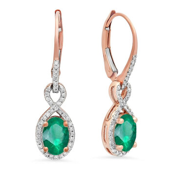 Dazzling Rock Dazzlingrock Collection 10K Oval Emerald & Round White Diamond Ladies Infinity Dangling Earrings, Rose Gold 2 Bông tai Dazzling Rock Dazzlingrock Collection 10K Oval Emerald & Round White Diamond Ladies Infinity Dangling Earrings