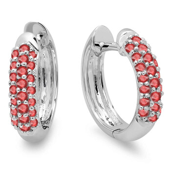 Dazzling Rock Dazzlingrock Collection 0.30 Carat (Ctw) 10K Round Ruby Ladies Pave Set Huggies Hoop Earrings 1/3 Ct, White Gold 1 Bông tai Dazzling Rock Dazzlingrock Collection 0.30 Carat (Ctw) 10K Round Ruby Ladies Pave Set Huggies Hoop Earrings 1/3 Ct