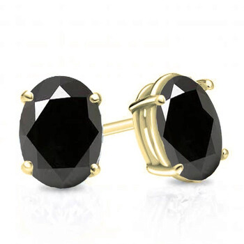 Bông tai Dazzling Rock Dazzlingrock Collection 10K 6X4 Mm Each Oval Cut Black Sapphire Ladies Solitaire Stud Earrings