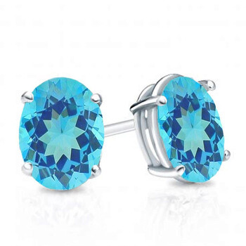 Dazzling Rock Dazzlingrock Collection 14K 6X4 Mm Each Oval Cut Blue Topaz Ladies Solitaire Stud Earrings, White Gold 2 Bông tai Dazzling Rock Dazzlingrock Collection 14K 6X4 Mm Each Oval Cut Blue Topaz Ladies Solitaire Stud Earrings
