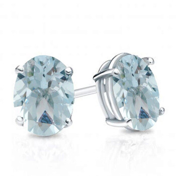 Bông tai Dazzling Rock Dazzlingrock Collection 10K 6X4 Mm Each Oval Cut Aquamarine Ladies Solitaire Stud Earrings