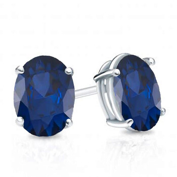 Dazzling Rock Dazzlingrock Collection 14K 6X4 Mm Each Oval Cut Blue Sapphire Ladies Solitaire Stud Earrings, White Gold 2 Bông tai Dazzling Rock Dazzlingrock Collection 14K 6X4 Mm Each Oval Cut Blue Sapphire Ladies Solitaire Stud Earrings