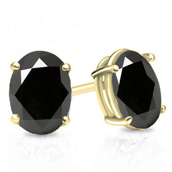 Dazzling Rock Dazzlingrock Collection 14K 7X5 Mm Each Oval Cut Black Sapphire Ladies Solitaire Stud Earrings, Yellow Gold 1 Bông tai Dazzling Rock Dazzlingrock Collection 14K 7X5 Mm Each Oval Cut Black Sapphire Ladies Solitaire Stud Earrings