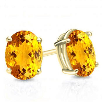 Bông tai Dazzling Rock Dazzlingrock Collection 14K 7X5 Mm Each Oval Cut Citrine Ladies Solitaire Stud Earrings