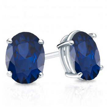 Bông tai Dazzling Rock Dazzlingrock Collection 7X5 Mm Each Oval Cut Blue Sapphire Ladies Solitaire Stud Earrings