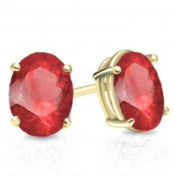 Dazzling Rock Dazzlingrock Collection 18K 7X5 Mm Each Oval Ruby Ladies Solitaire Stud Earrings, Yellow Gold 2 Bông tai Dazzling Rock Dazzlingrock Collection 18K 7X5 Mm Each Oval Ruby Ladies Solitaire Stud Earrings
