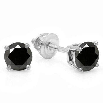 Bông tai Dazzling Rock Dazzlingrock Collection 14K 5Mm Each Round Cut Black Sapphire Ladies Solitaire Stud Earrings