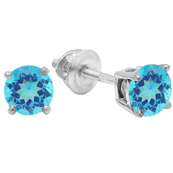 Bông tai Dazzling Rock Dazzlingrock Collection 14K 5Mm Each Round Cut Blue Topaz Ladies Solitaire Stud Earrings