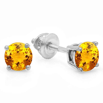 Bông tai Dazzling Rock Dazzlingrock Collection 14K 5Mm Each Round Cut Citrine Ladies Solitaire Stud Earrings