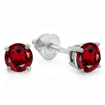 Dazzling Rock Dazzlingrock Collection 10K 5Mm Each Round Cut Garnet Ladies Solitaire Stud Earrings, White Gold 1 Bông tai Dazzling Rock Dazzlingrock Collection 10K 5Mm Each Round Cut Garnet Ladies Solitaire Stud Earrings