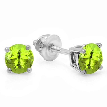 Dazzling Rock Dazzlingrock Collection 14K 5Mm Each Round Cut Peridot Ladies Solitaire Stud Earrings, White Gold 1 Bông tai Dazzling Rock Dazzlingrock Collection 14K 5Mm Each Round Cut Peridot Ladies Solitaire Stud Earrings