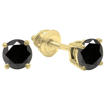 Bông tai Dazzling Rock Dazzlingrock Collection 10K 5.5Mm Each Round Cut Black Sapphire Ladies Solitaire Stud Earrings