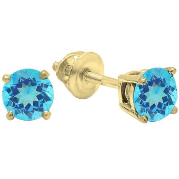 Bông tai Dazzling Rock Dazzlingrock Collection 18K 5.5Mm Each Round Cut Blue Topaz Ladies Solitaire Stud Earrings