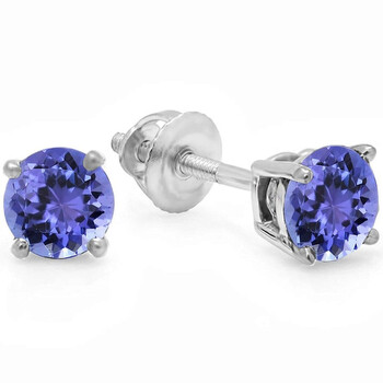 Bông tai Dazzling Rock Dazzlingrock Collection 18K 5.5Mm Each Round Cut Tanzanite Ladies Solitaire Stud Earrings
