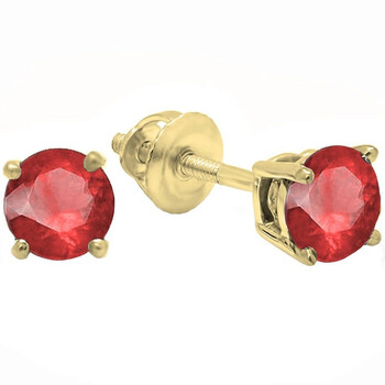 Dazzling Rock Dazzlingrock Collection 10K 5.5Mm Each Round Cut Ruby Ladies Solitaire Stud Earrings, Yellow Gold 2 Bông tai Dazzling Rock Dazzlingrock Collection 10K 5.5Mm Each Round Cut Ruby Ladies Solitaire Stud Earrings