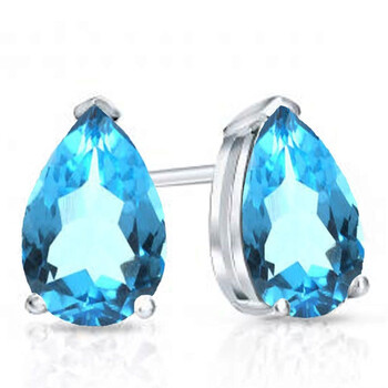 Bông tai Dazzling Rock Dazzlingrock Collection 14K 6X4 Mm Each Pear Blue Topaz Ladies Solitaire Stud Earrings
