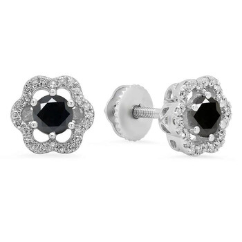 Dazzling Rock Dazzlingrock Collection 0.90 Carat (Ctw) 10K Round Black & White Diamond Ladies Cluster Fashion Stud Earrings, White Gold 2 Bông tai Dazzling Rock Dazzlingrock Collection 0.90 Carat (Ctw) 10K Round Black & White Diamond Ladies Cluster Fashion Stud Earrings