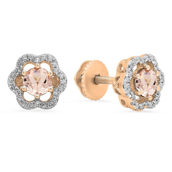 Dazzling Rock Dazzlingrock Collection 10K 4.2 Mm Morganite & White Diamond Ladies Flower Shape Cluster Fashion Stud Earrings, Rose Gold 1 Bông tai Dazzling Rock Dazzlingrock Collection 10K 4.2 Mm Morganite & White Diamond Ladies Flower Shape Cluster Fashion Stud Earrings