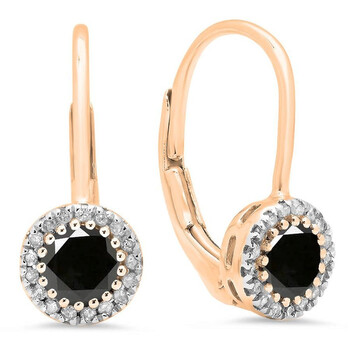 Bông tai Dazzling Rock Dazzlingrock Collection 0.90 Carat (Ctw) 10K Round Black & White Diamond Ladies Halo Style Dangling Drop Earrings