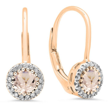Dazzling Rock Dazzlingrock Collection 10K Round Morganite & White Diamond Ladies Halo Dangling Drop Earrings, Rose Gold 1 Bông tai Dazzling Rock Dazzlingrock Collection 10K Round Morganite & White Diamond Ladies Halo Dangling Drop Earrings