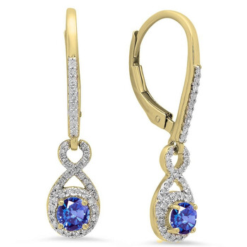 Bông tai Dazzling Rock Dazzlingrock Collection 10K Round Cut Tanzanite & White Diamond Ladies Infinity Dangling Drop Earrings