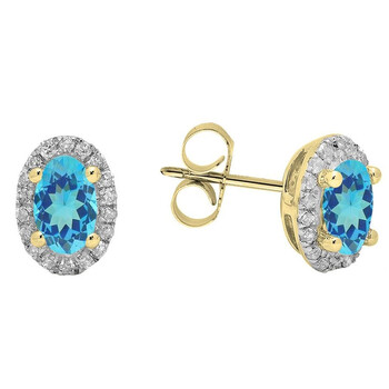 Dazzling Rock Dazzlingrock Collection 10K 5X3 Mm Each Oval Blue Topaz & Round White Diamond Ladies Halo Stud Earrings, Yellow Gold 1 Bông tai Dazzling Rock Dazzlingrock Collection 10K 5X3 Mm Each Oval Blue Topaz & Round White Diamond Ladies Halo Stud Earrings
