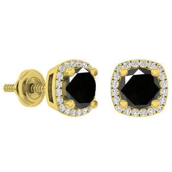 Bông tai Dazzling Rock Dazzlingrock Collection 1.10 Carat (Ctw) 10K Round Cut Black & White Diamond Ladies Halo Stud Earrings 1/10 Ct