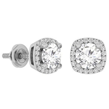 Dazzling Rock Dazzlingrock Collection 10K 5 Mm Each Round Cut White Sapphire & White Diamond Ladies Halo Stud Earrings, White Gold 2 Bông tai Dazzling Rock Dazzlingrock Collection 10K 5 Mm Each Round Cut White Sapphire & White Diamond Ladies Halo Stud Earrings