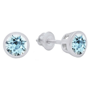 Dazzling Rock Dazzlingrock Collection 10K 5 Mm Each Round Aquamarine Ladies Solitaire Stud Earrings, White Gold 1 Bông tai Dazzling Rock Dazzlingrock Collection 10K 5 Mm Each Round Aquamarine Ladies Solitaire Stud Earrings