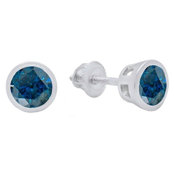 Dazzling Rock Dazzlingrock Collection 1.00 Carat (Ctw) 14K Round Cut Blue Diamond Ladies Solitaire Stud Earrings, White Gold 2 Bông tai Dazzling Rock Dazzlingrock Collection 1.00 Carat (Ctw) 14K Round Cut Blue Diamond Ladies Solitaire Stud Earrings