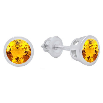Dazzling Rock Dazzlingrock Collection 10K 5 Mm Each Round Citrine Ladies Solitaire Stud Earrings, White Gold 2 Bông tai Dazzling Rock Dazzlingrock Collection 10K 5 Mm Each Round Citrine Ladies Solitaire Stud Earrings