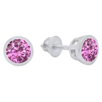 Bông tai Dazzling Rock Dazzlingrock Collection 14K 5 Mm Each Round Cut Pink Sapphire Ladies Solitaire Stud Earrings