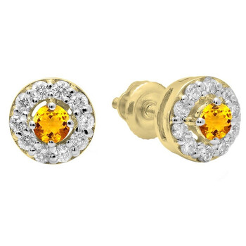 Dazzling Rock Dazzlingrock Collection 14K Round Citrine & White Diamond Ladies Cluster Stud Earrings, Yellow Gold 1 Bông tai Dazzling Rock Dazzlingrock Collection 14K Round Citrine & White Diamond Ladies Cluster Stud Earrings