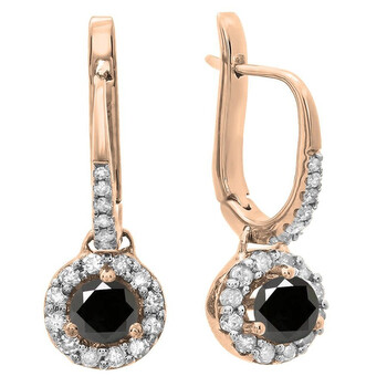 Dazzling Rock Dazzlingrock Collection 1.22 Carat (Ctw) 10K Round Black & White Diamond Ladies Dangling Drop Earrings 1 1/4 Ct, Rose Gold 1 Bông tai Dazzling Rock Dazzlingrock Collection 1.22 Carat (Ctw) 10K Round Black & White Diamond Ladies Dangling Drop Earrings 1 1/4 Ct