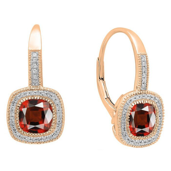 Dazzling Rock Dazzlingrock Collection 10K Each 6 Mm Cushion Garnet & Round Diamond Ladies Halo Dangling Drop Earrings, Rose Gold 1 Bông tai Dazzling Rock Dazzlingrock Collection 10K Each 6 Mm Cushion Garnet & Round Diamond Ladies Halo Dangling Drop Earrings