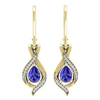 Dazzling Rock Dazzlingrock Collection 10K 7X5 Mm Each Pear Tanzanite & Round White Diamond Ladies Drop Earrings, Yellow Gold 1 Bông tai Dazzling Rock Dazzlingrock Collection 10K 7X5 Mm Each Pear Tanzanite & Round White Diamond Ladies Drop Earrings