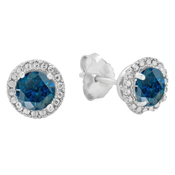 Dazzling Rock Dazzlingrock Collection 1.00 Carat (Ctw) 18K Each Round Blue Diamond Ladies Halo Style Stud Earrings 1 Ct, White Gold 2 Bông tai Dazzling Rock Dazzlingrock Collection 1.00 Carat (Ctw) 18K Each Round Blue Diamond Ladies Halo Style Stud Earrings 1 Ct