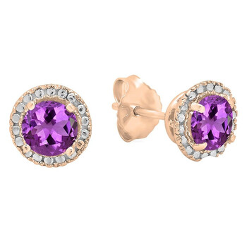 Dazzling Rock Dazzlingrock Collection 10K 4.5 Mm Each Round Amethyst Ladies Halo Style Stud Earrings, Rose Gold 1 Bông tai Dazzling Rock Dazzlingrock Collection 10K 4.5 Mm Each Round Amethyst Ladies Halo Style Stud Earrings