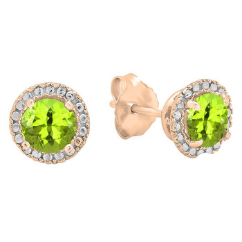 Dazzling Rock Dazzlingrock Collection 10K 4.5 Mm Each Round Peridot Ladies Halo Style Stud Earrings, Rose Gold 2 Bông tai Dazzling Rock Dazzlingrock Collection 10K 4.5 Mm Each Round Peridot Ladies Halo Style Stud Earrings