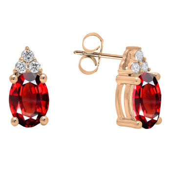 Dazzling Rock Dazzlingrock Collection 14K 7X5 Mm Oval Garnet & Round Diamond Ladies Stud Earrings, Rose Gold 1 Bông tai Dazzling Rock Dazzlingrock Collection 14K 7X5 Mm Oval Garnet & Round Diamond Ladies Stud Earrings